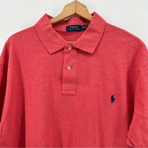 Polo Ralph Lauren Polo Shirt Men 2XB Salmon Pink Blue Pony